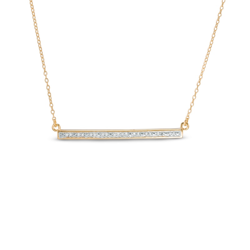 Main Image 1 of 1/10 CT. T.W. Diamond Bar Necklace in Sterling Silver and 18K Gold Plate