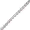 Thumbnail Image 1 of 1/10 CT. T.W. Diamond Heart Bracelet in Sterling Silver and 18K Rose Gold Plate - 7.25&quot;