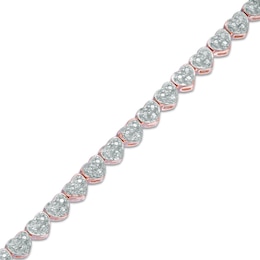 1/10 CT. T.W. Diamond Heart Bracelet in Sterling Silver and 18K Rose Gold Plate - 7.25&quot;