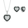 Thumbnail Image 1 of 1/15 CT. T.W. Enhanced Black and White Diamond Heart-Shaped Pendant and Stud Earrings Set in Sterling Silver