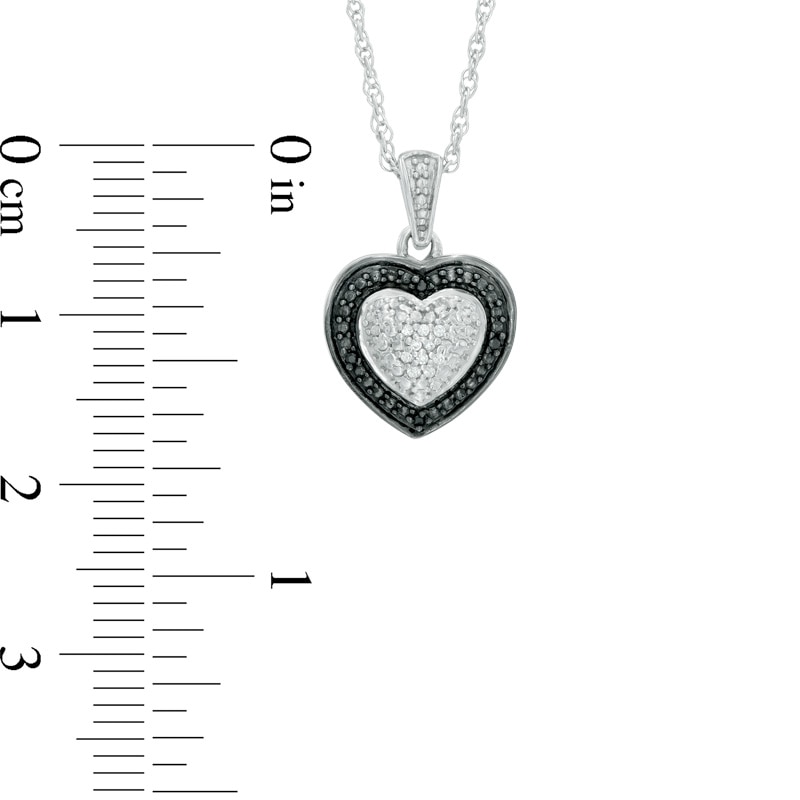 Main Image 2 of 1/15 CT. T.W. Enhanced Black and White Diamond Heart-Shaped Pendant and Stud Earrings Set in Sterling Silver