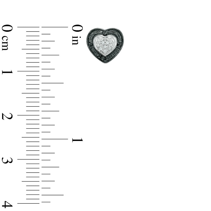 Main Image 3 of 1/15 CT. T.W. Enhanced Black and White Diamond Heart-Shaped Pendant and Stud Earrings Set in Sterling Silver