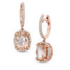 Thumbnail Image 1 of EFFY™ Collection Oval Morganite and 1/3 CT. T.W. Diamond Drop Earrings in 14K Rose Gold