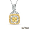 Thumbnail Image 1 of EFFY™ Collection 1/3 CT. T.W. Yellow and White Diamond Double Square Frame Pendant in 14K White Gold