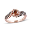 Thumbnail Image 1 of EFFY™ Collection 7/8 CT. T.W. Champagne and White Diamond Spiral Frame Ring in 14K Rose Gold