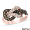 Thumbnail Image 1 of EFFY™ Collection 7/8 CT. T.W. Champagne and White Diamond Double Knot Ring in 14K Rose Gold