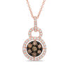 Thumbnail Image 1 of EFFY™ Collection 3/8 CT. T.W. Champagne and White Diamond Cluster Frame Pendant in 14K Rose Gold