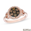 Thumbnail Image 1 of EFFY™ Collection 5/8 CT. T.W. Champagne and White Diamond Cluster Frame Ring in 14K Rose Gold