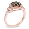 Thumbnail Image 2 of EFFY™ Collection 5/8 CT. T.W. Champagne and White Diamond Cluster Frame Ring in 14K Rose Gold