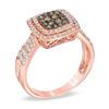 Thumbnail Image 1 of EFFY™ Collection 1/2 CT. T.W. Champagne and White Diamond Double Square Frame Ring in 14K Rose Gold