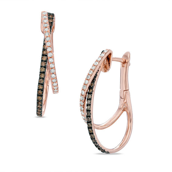 14k rose gold diamond hoop deals earrings