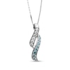 Thumbnail Image 1 of 1/2 CT. T.W. Blue and White Diamond Wave Pendant in 14K White Gold