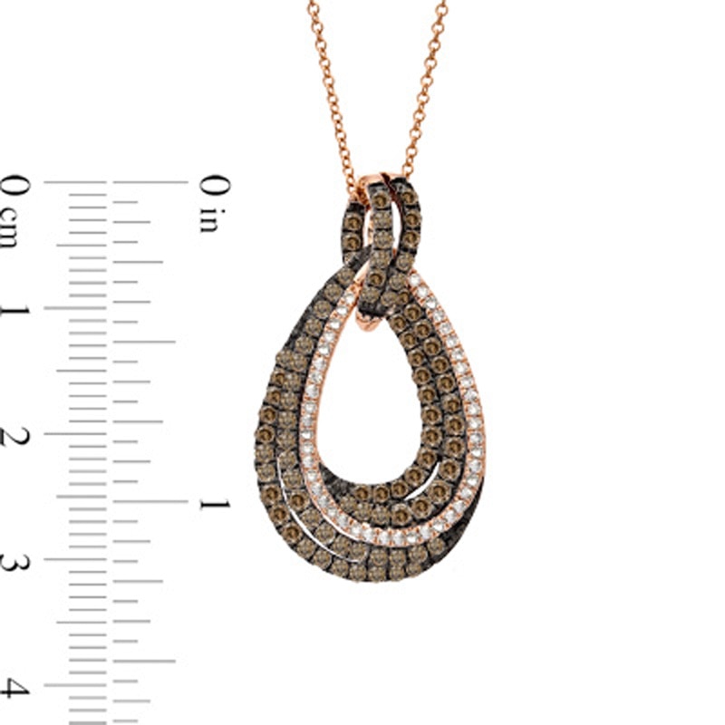 EFFY™ Collection 1-1/4 CT. T.W. Champagne and White Diamond Overlap Pendant in 14K Rose Gold