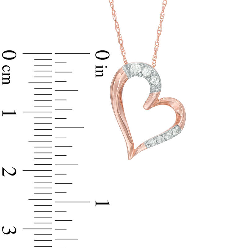 1/10 CT. T.W. Diamond Tilted Heart Pendant in 10K Rose Gold