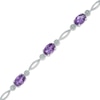 Thumbnail Image 1 of Oval Amethyst Station Bracelet in Sterling Silver - 7.5&quot;