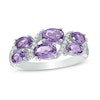 Thumbnail Image 0 of Oval Amethyst and Diamond Accent Double Row Ring in Sterling Silver