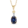 Thumbnail Image 0 of Oval Lab-Created Blue Sapphire and Diamond Accent Pendant in 10K Gold