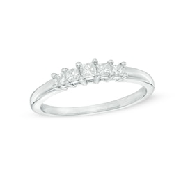 1/4 CT. T.W. Princess-Cut Diamond Five Stone Anniversary Band in 10K White Gold