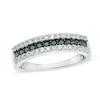 Thumbnail Image 1 of 1/2 CT. T.W. Enhanced Black and White Diamond Three Row Anniversary Band in 10K White Gold