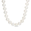 Thumbnail Image 0 of 7.0-8.0mm Freshwater Cultured Pearl Strand Necklace with Diamond Accent Clasp in Sterling Silver