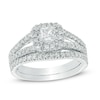 Thumbnail Image 1 of 3/4 CT. T.W. Princess-Cut Diamond Cushion Frame Split Shank Bridal Set in 10K White Gold