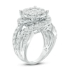 Thumbnail Image 2 of 3 CT. T.W. Quad Princess-Cut Diamond Round Frame Swirl Ring in 14K White Gold