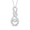 Thumbnail Image 1 of 0.18 CT. T.W. Diamond Double Cascading Infinity Pendant in 10K White Gold