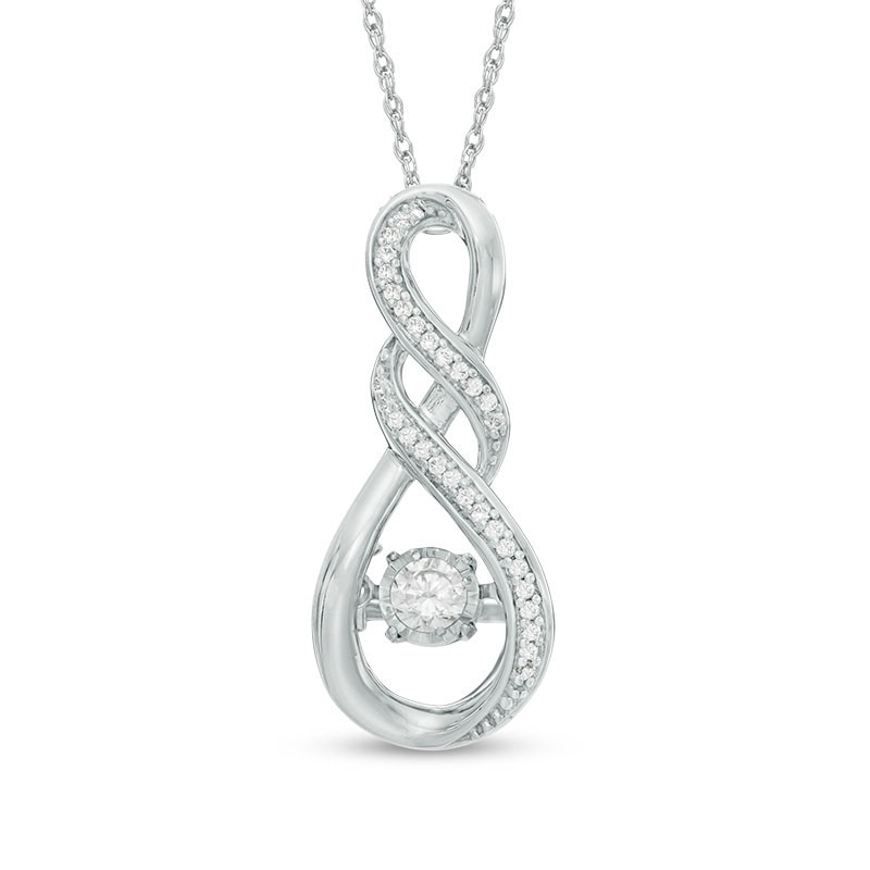 Main Image 1 of 0.18 CT. T.W. Diamond Double Cascading Infinity Pendant in 10K White Gold