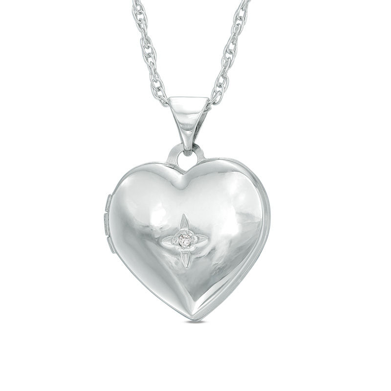 Main Image 1 of Diamond Accent Heart Locket in Sterling Silver