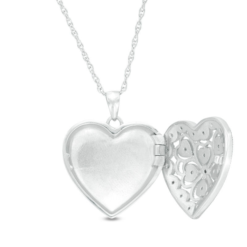 Main Image 2 of 1/6 CT. T.W. Diamond Vintage-Style Locket in Sterling Silver