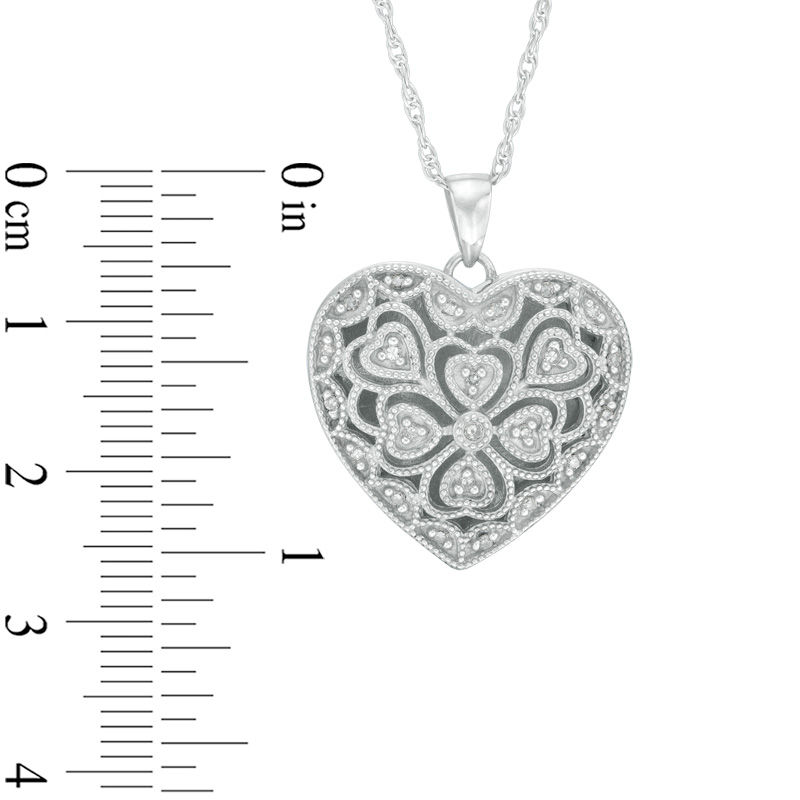 Main Image 3 of 1/6 CT. T.W. Diamond Vintage-Style Locket in Sterling Silver