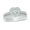 Thumbnail Image 1 of 1/5 CT. T.W. Diamond Composite Heart Frame Bridal Set in Sterling Silver