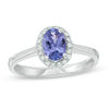 Thumbnail Image 1 of Oval Tanzanite and 1/10 CT. T.W. Diamond Frame Ring in 10K White Gold