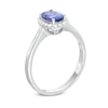 Thumbnail Image 2 of Oval Tanzanite and 1/10 CT. T.W. Diamond Frame Ring in 10K White Gold