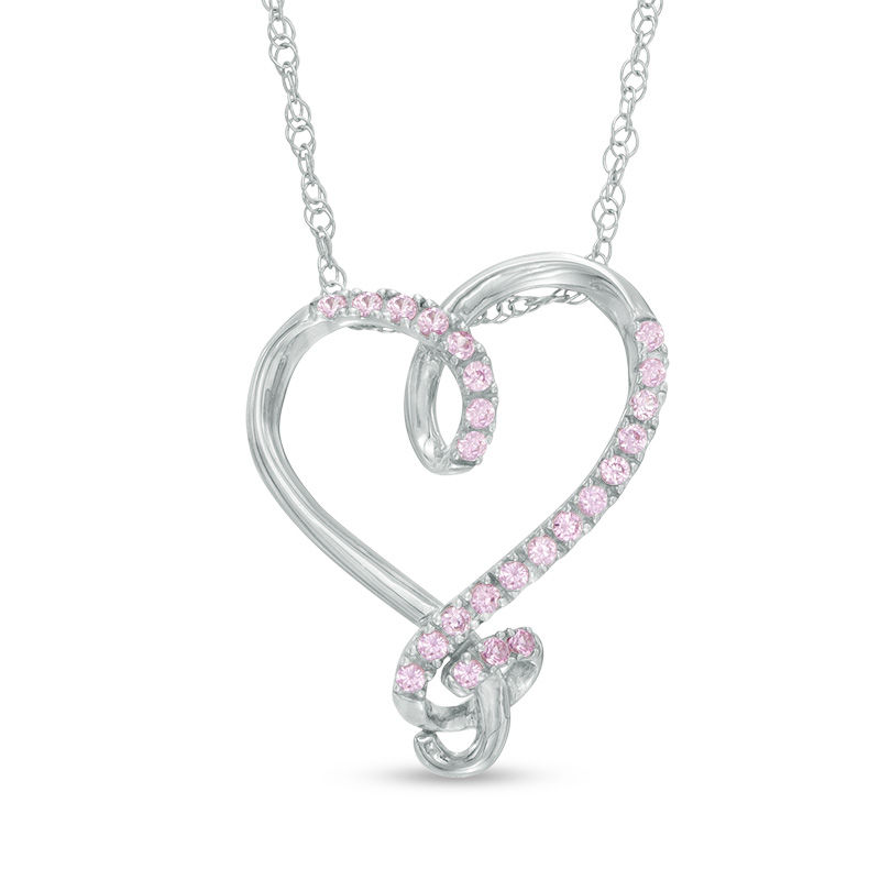 Silver Pink Sapphire Ribbon Necklace