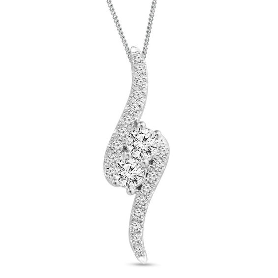 Ever Us® 1-1/2 CT. T.W. Two-Stone Diamond Bypass Pendant in