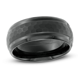 Triton Men's 9.0mm Comfort Fit Honeycombed Black Tungsten Wedding Band