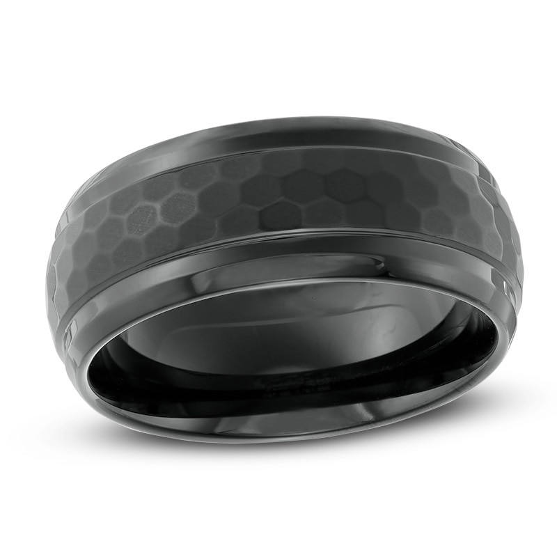 Main Image 1 of Triton Men's 9.0mm Comfort Fit Honeycombed Black Tungsten Wedding Band