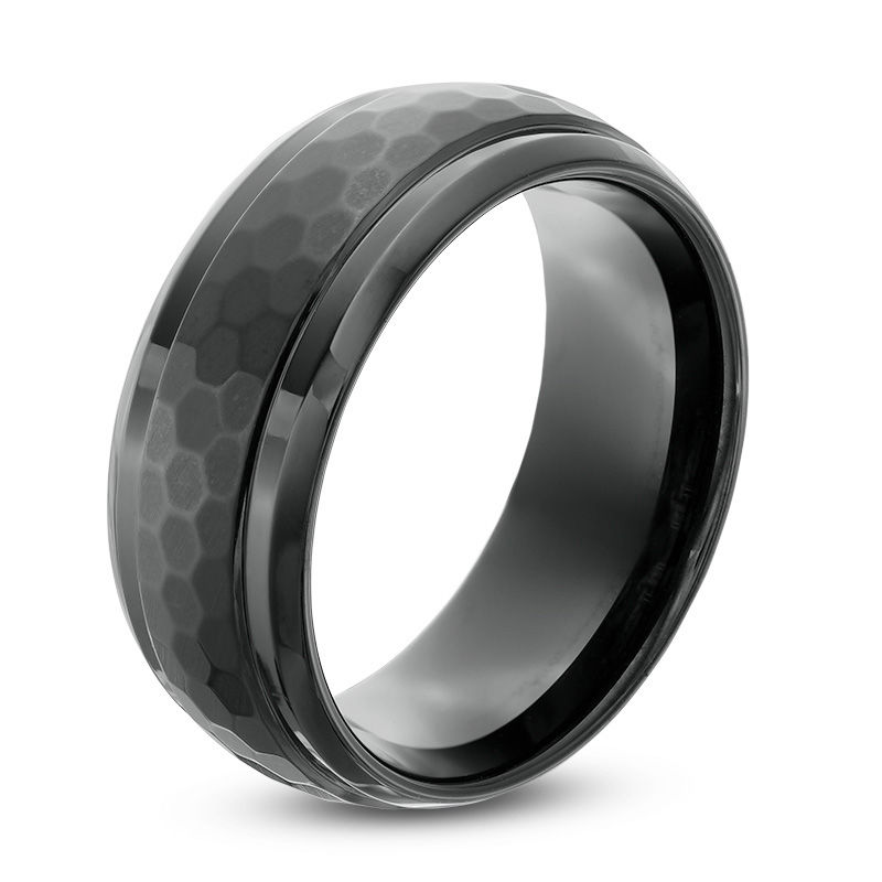 Main Image 2 of Triton Men's 9.0mm Comfort Fit Honeycombed Black Tungsten Wedding Band