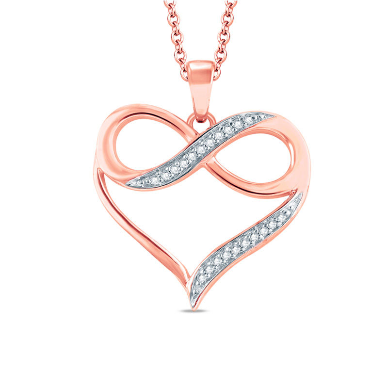 10k hot Rose Gold Heart Infinity Diamond Nec