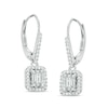 Thumbnail Image 1 of 1/2 CT. T.W. Round and Baguette-Cut Multi-Diamond Rectangular Frame Drop Earrings in 14K White Gold