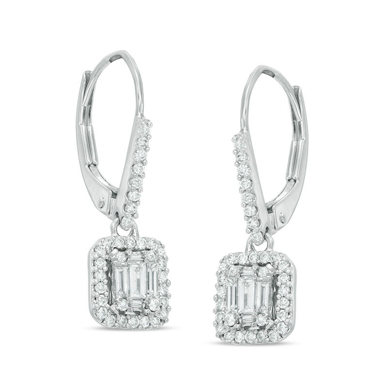 diamond rectangle earrings