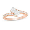 Thumbnail Image 0 of Ever Us™ 1 CT. T.W. Two-Stone Diamond Bypass Ring in 14K Rose Gold
