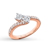 Thumbnail Image 1 of Ever Us™ 1 CT. T.W. Two-Stone Diamond Bypass Ring in 14K Rose Gold