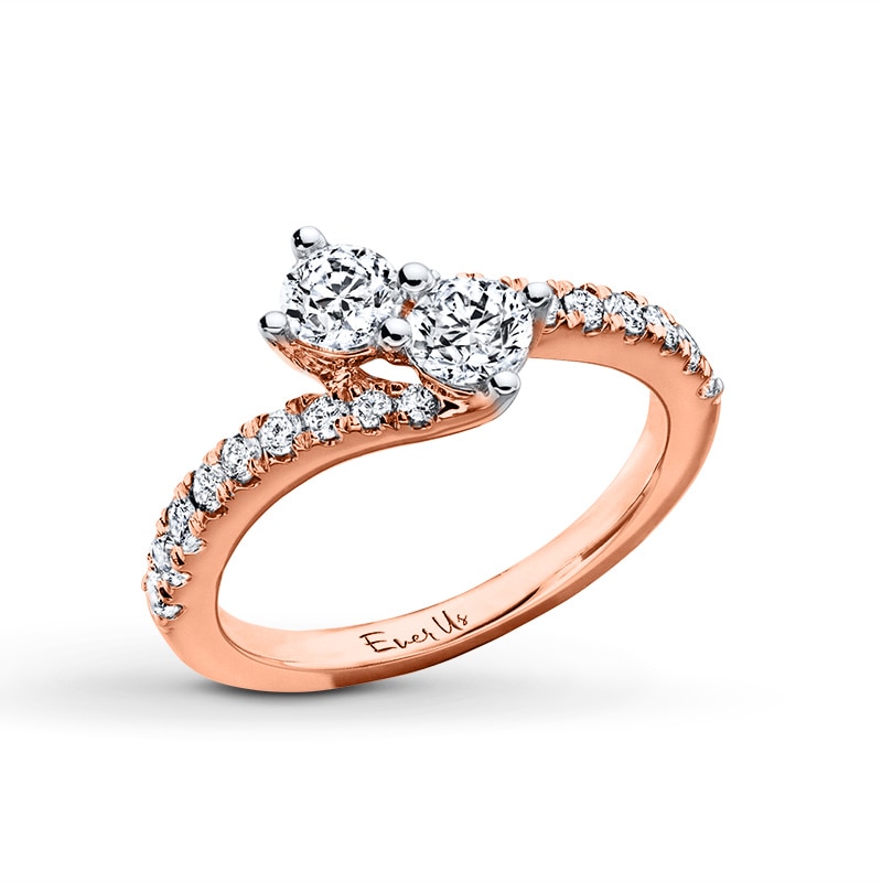 Ever Us™ 1 CT. T.W. Two-Stone Diamond Bypass Ring in 14K Rose Gold