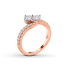 Thumbnail Image 2 of Ever Us™ 1 CT. T.W. Two-Stone Diamond Bypass Ring in 14K Rose Gold
