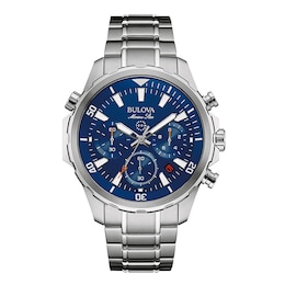 Men's Bulova Marine Star Chronograph Watch with Blue Dial (Model: 96B256)