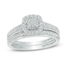 Thumbnail Image 0 of 1/4 CT. T.W. Multi-Diamond Cushion Frame Bridal Set in 10K White Gold