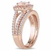 Thumbnail Image 2 of 6.0mm Morganite and 5/8 CT. T.W. Diamond Square Frame Split Shank Bridal Set in 14K Rose Gold