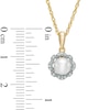 Thumbnail Image 1 of 6.0mm Freshwater Cultured Pearl and Lab-Created White Sapphire Scallop Frame Pendant in 10K Gold